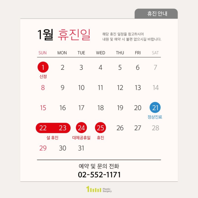 1mm Plastic Surgery Clinic: January 2023 Consultation and Holiday Notice